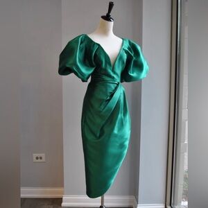 Green Formal midi dress.